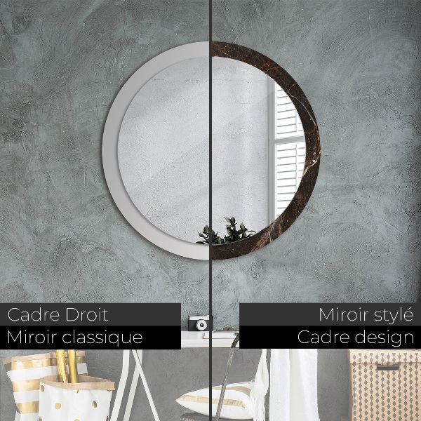 Round wall mirror decor Brown marble