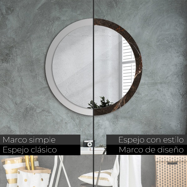 Round wall mirror decor Brown marble