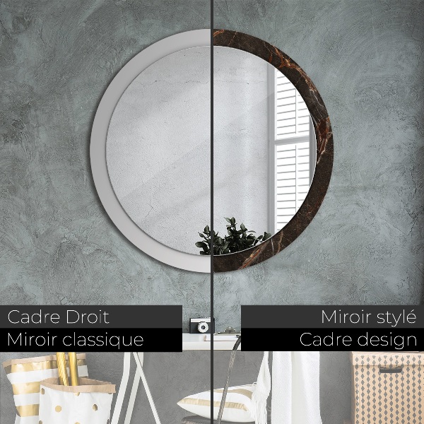 Round wall mirror decor Brown marble