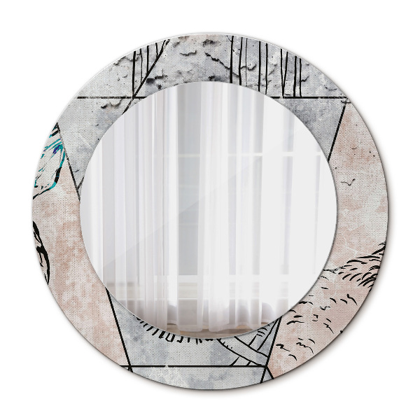 Round decorative mirror Animal abstraction