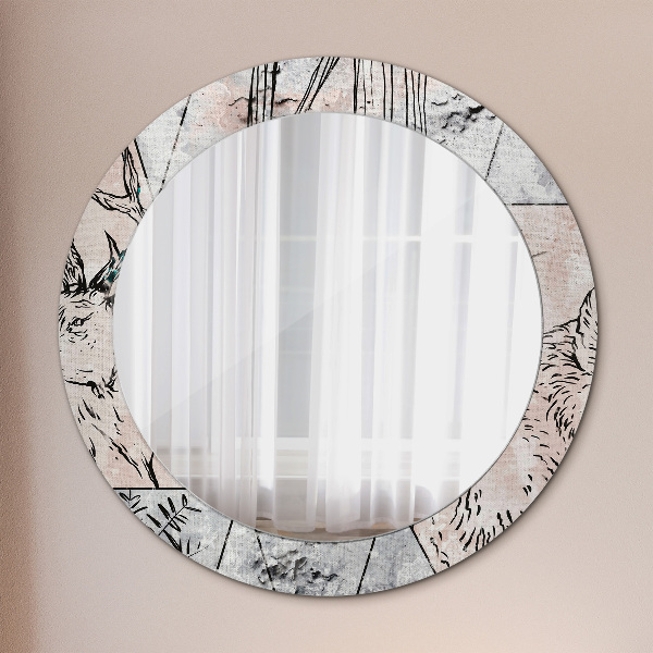 Round decorative mirror Animal abstraction