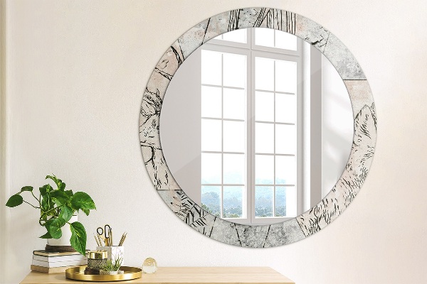 Round decorative mirror Animal abstraction