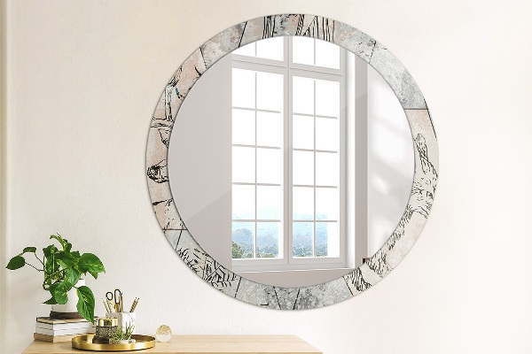 Round decorative mirror Animal abstraction