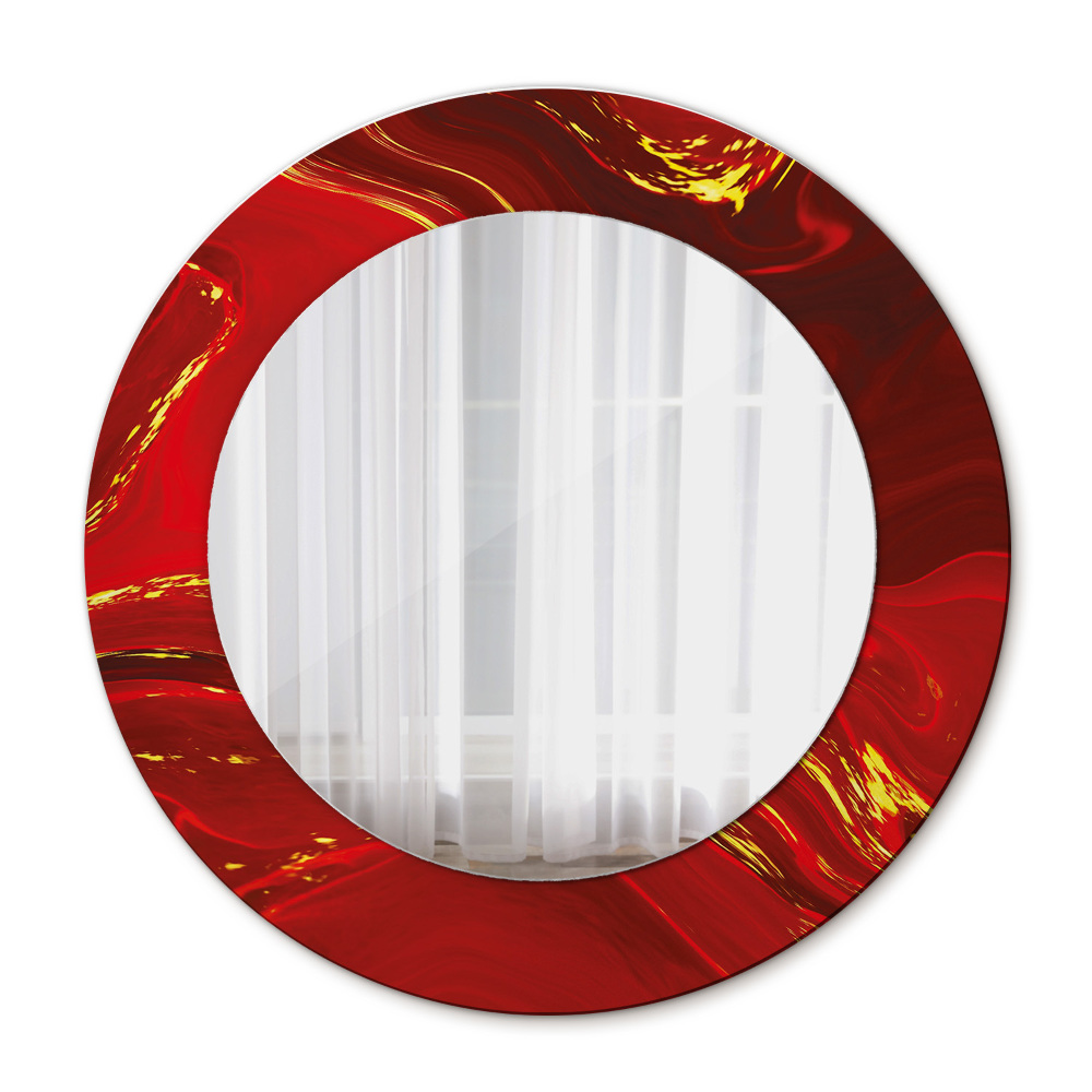 Round decorative mirror Red marble