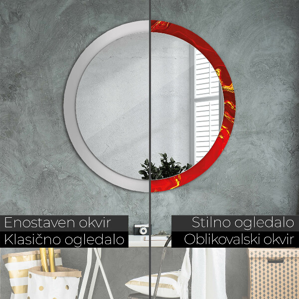 Round decorative mirror Red marble