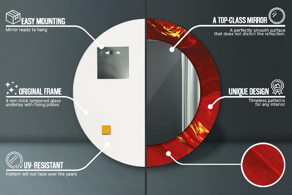 Round decorative mirror Red marble