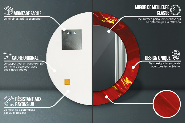 Round decorative mirror Red marble