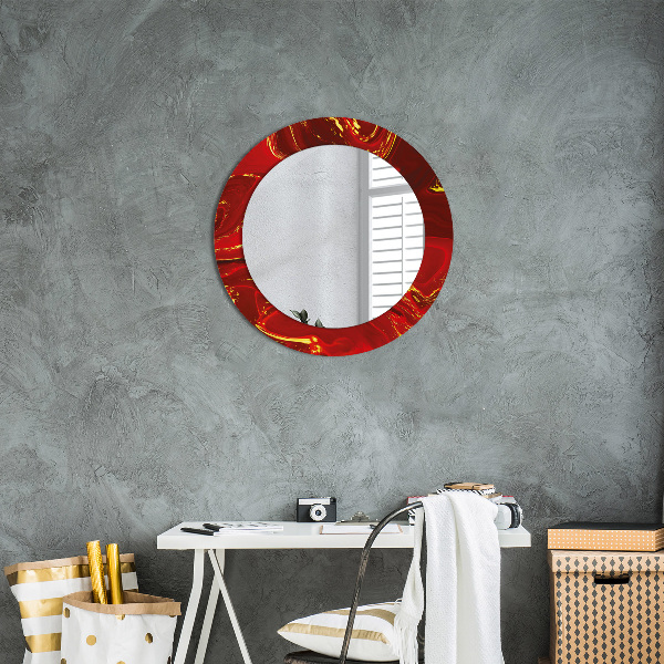 Round decorative mirror Red marble