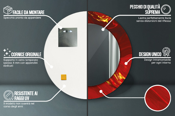 Round decorative mirror Red marble