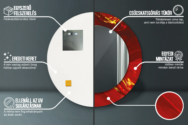 Round decorative mirror Red marble