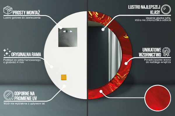 Round decorative mirror Red marble