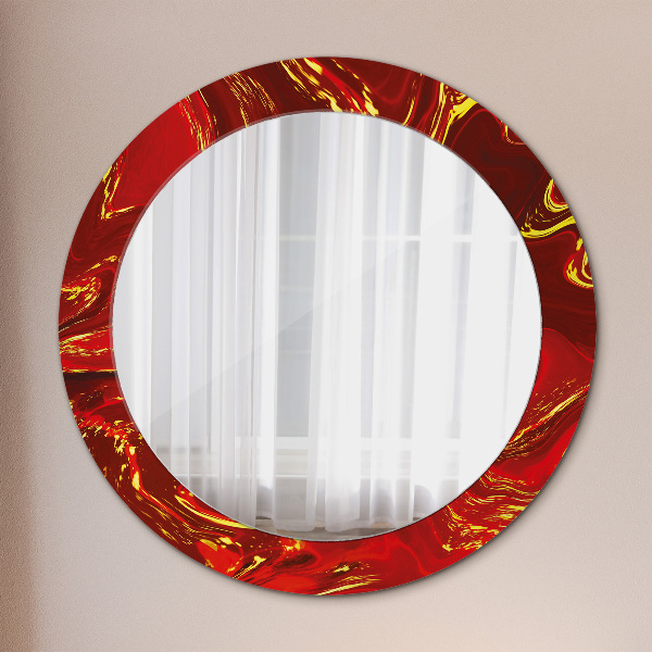 Round decorative mirror Red marble