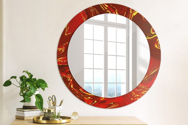 Round decorative mirror Red marble