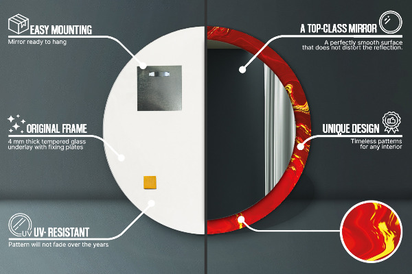 Round decorative mirror Red marble