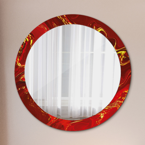 Round decorative mirror Red marble