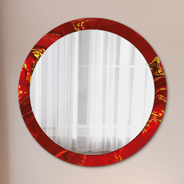 Round decorative mirror Red marble