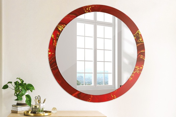 Round decorative mirror Red marble