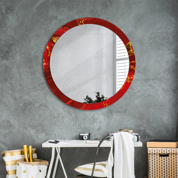 Round decorative mirror Red marble