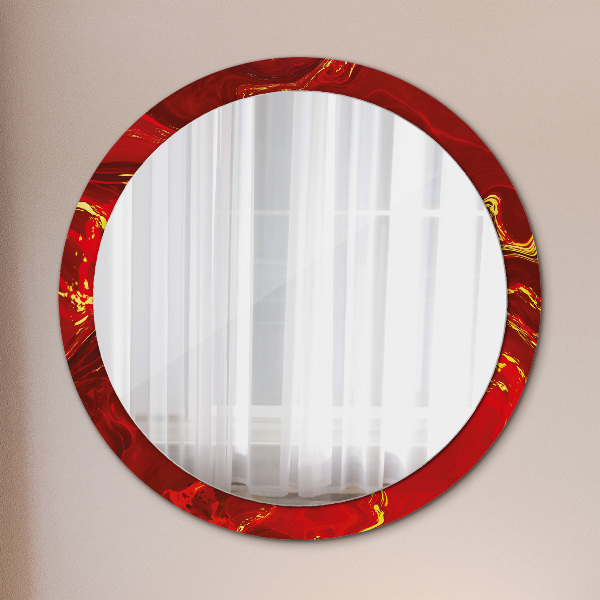 Round decorative mirror Red marble