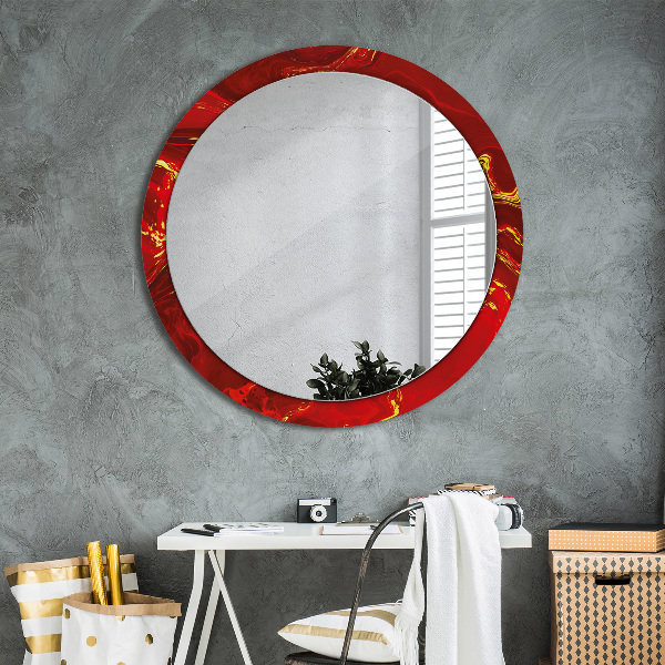 Round decorative mirror Red marble