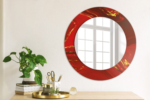 Round decorative mirror Red marble