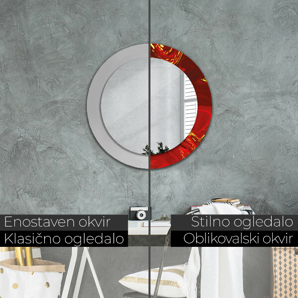Round decorative mirror Red marble