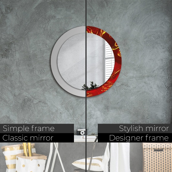 Round decorative mirror Red marble