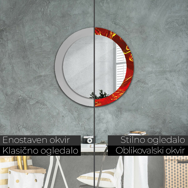 Round decorative mirror Red marble