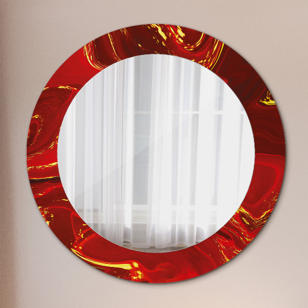 Round decorative mirror Red marble