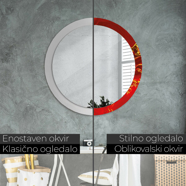 Round decorative mirror Red marble