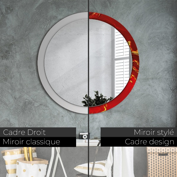 Round decorative mirror Red marble