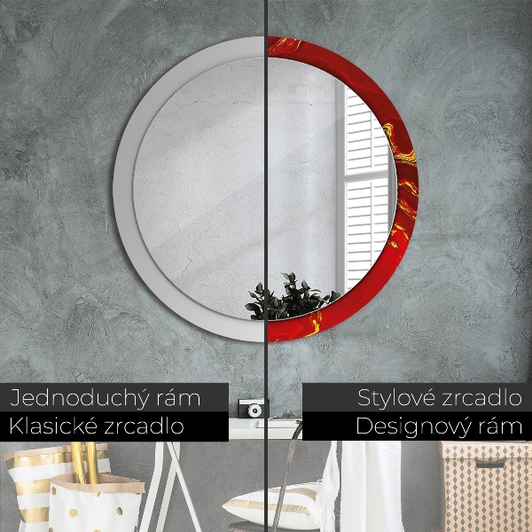 Round decorative mirror Red marble