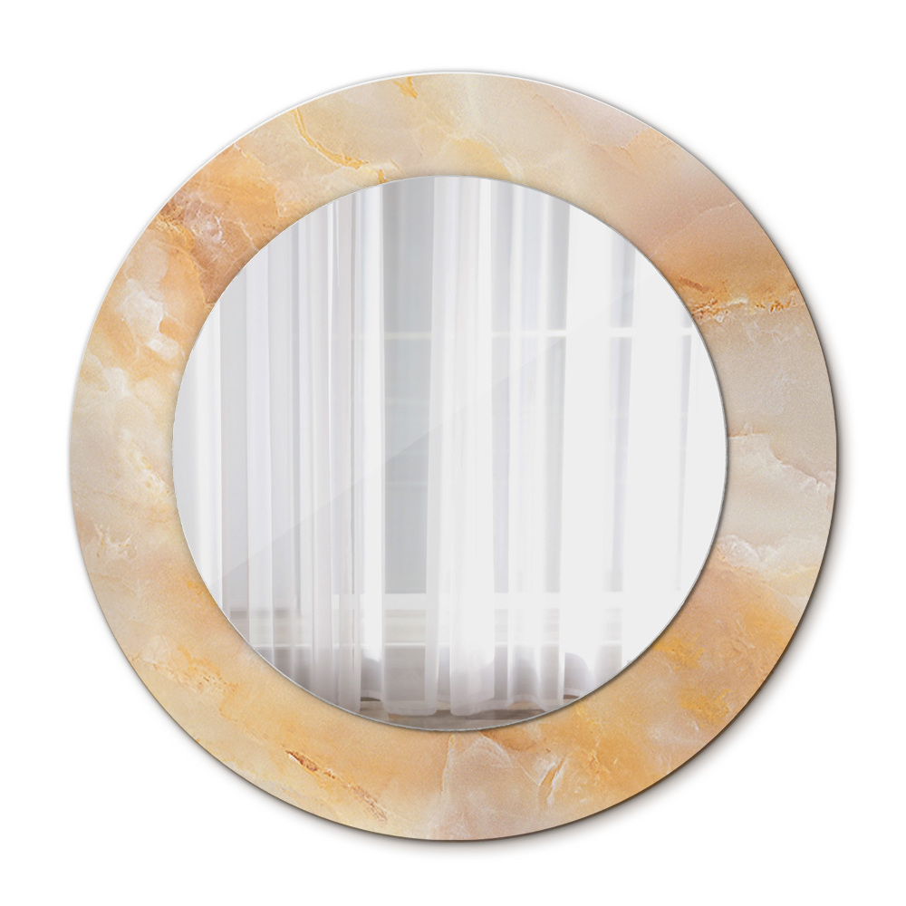 Round decorative mirror Marble onyx