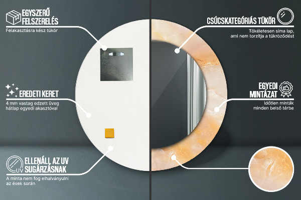 Round decorative mirror Marble onyx