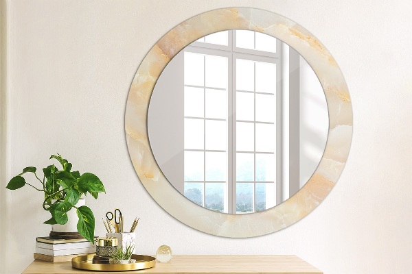 Round decorative mirror Marble onyx