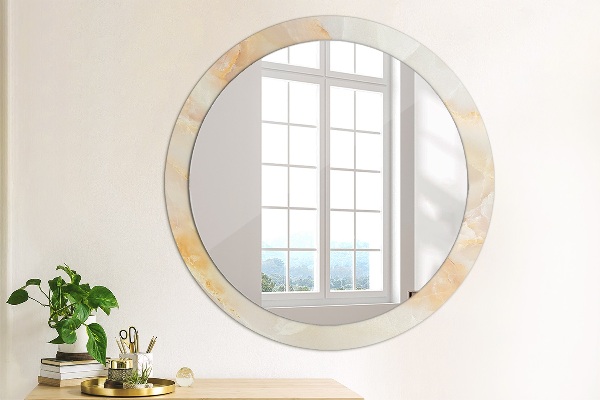 Round decorative mirror Marble onyx