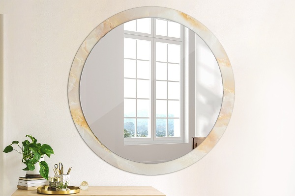 Round decorative mirror Marble onyx