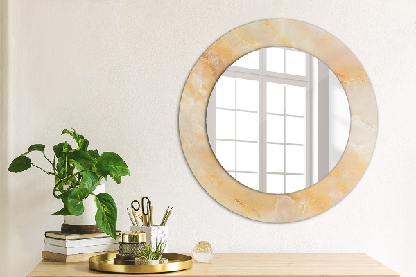 Round decorative mirror Marble onyx