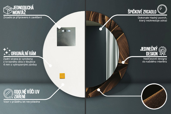 Round decorative mirror Brown banana leaves