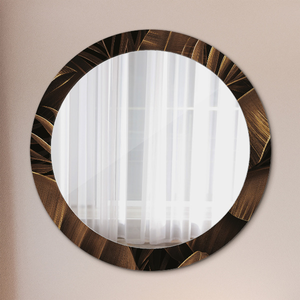 Round decorative mirror Brown banana leaves