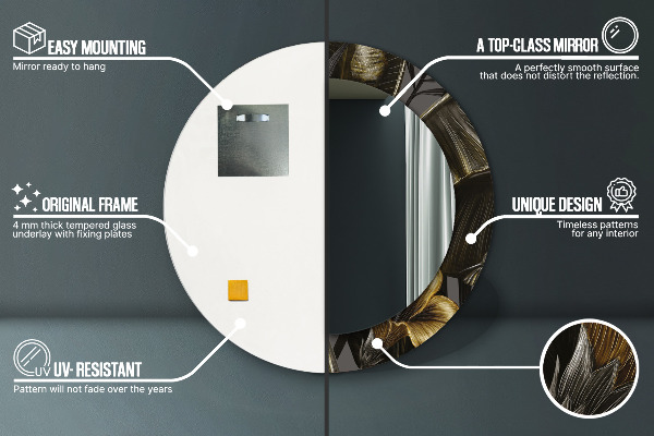 Round printed mirror Hibiscus flowers