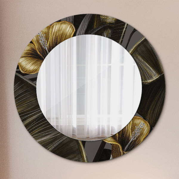 Round printed mirror Hibiscus flowers