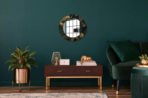 Round printed mirror Hibiscus flowers