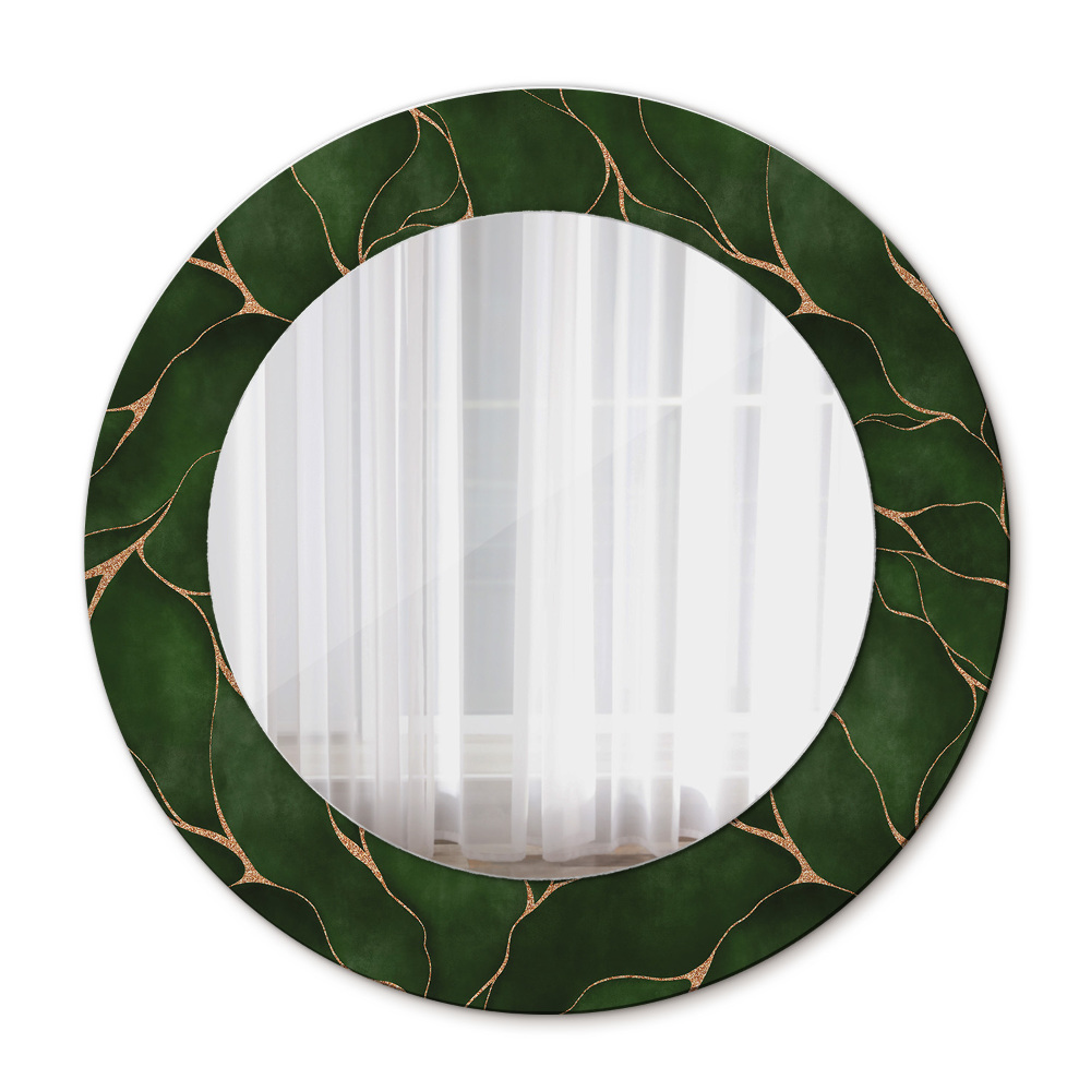 Round mirror frame with print Abstract leaf