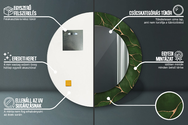 Round mirror frame with print Abstract leaf