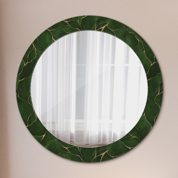 Round mirror frame with print Abstract leaf