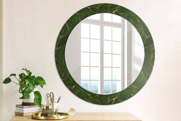 Round mirror frame with print Abstract leaf