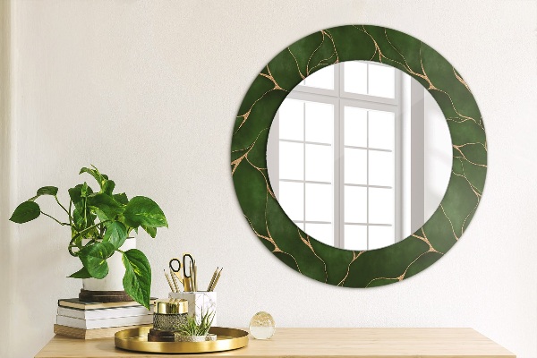 Round mirror frame with print Abstract leaf