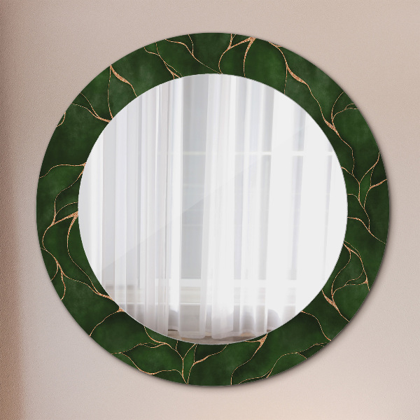 Round mirror frame with print Abstract leaf