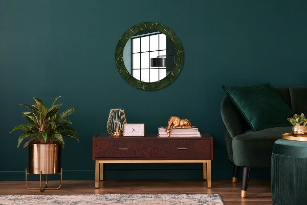 Round mirror frame with print Abstract leaf